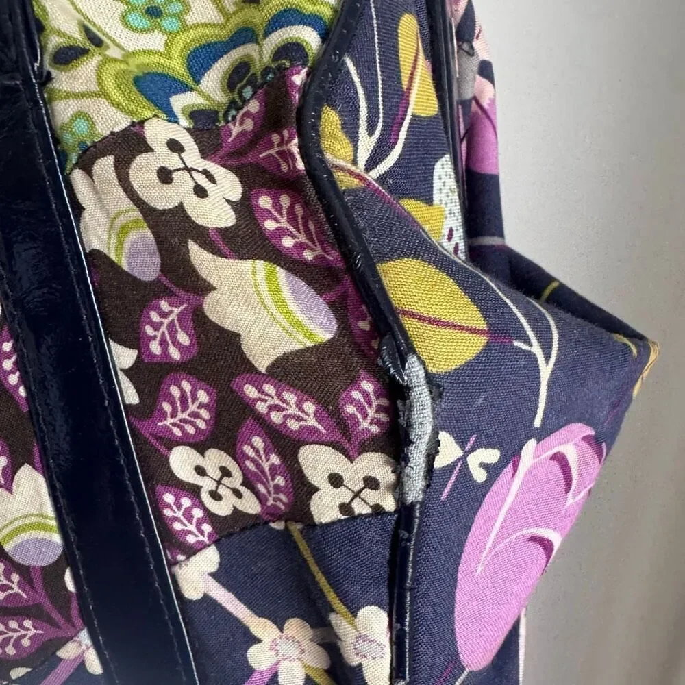 Vera Bradley Bird Floral Print Satchel Purse Blue